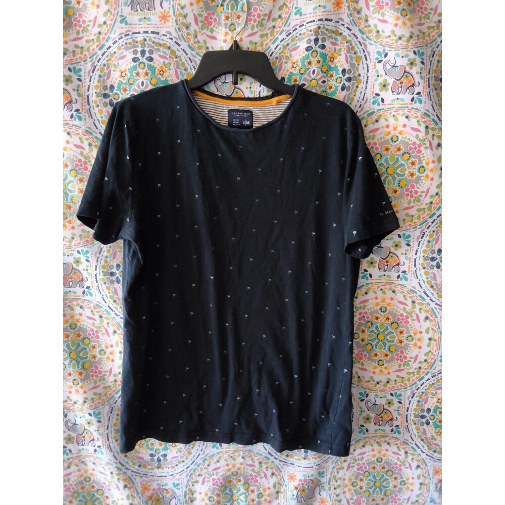 Cactus Man Ricky Singh Short Sleeve Shirt Men’s MED Navy White Palm Trees Soft